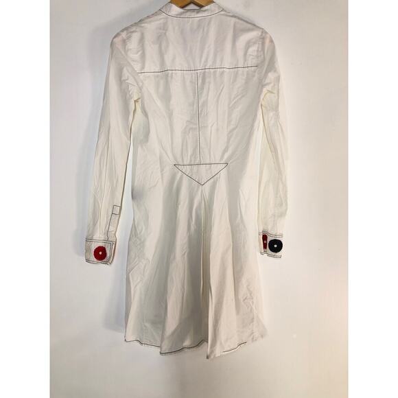 Derek LAM Retro 60s Shirt Dress Floral Embroidered Stand Collar Tailored Tunic 0 - Picture 7 of 12